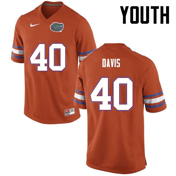 Youth NCAA Florida Gators Jarrad Davis #40 Stitched Authentic Nike Orange College Football Jersey XJJ1365YC